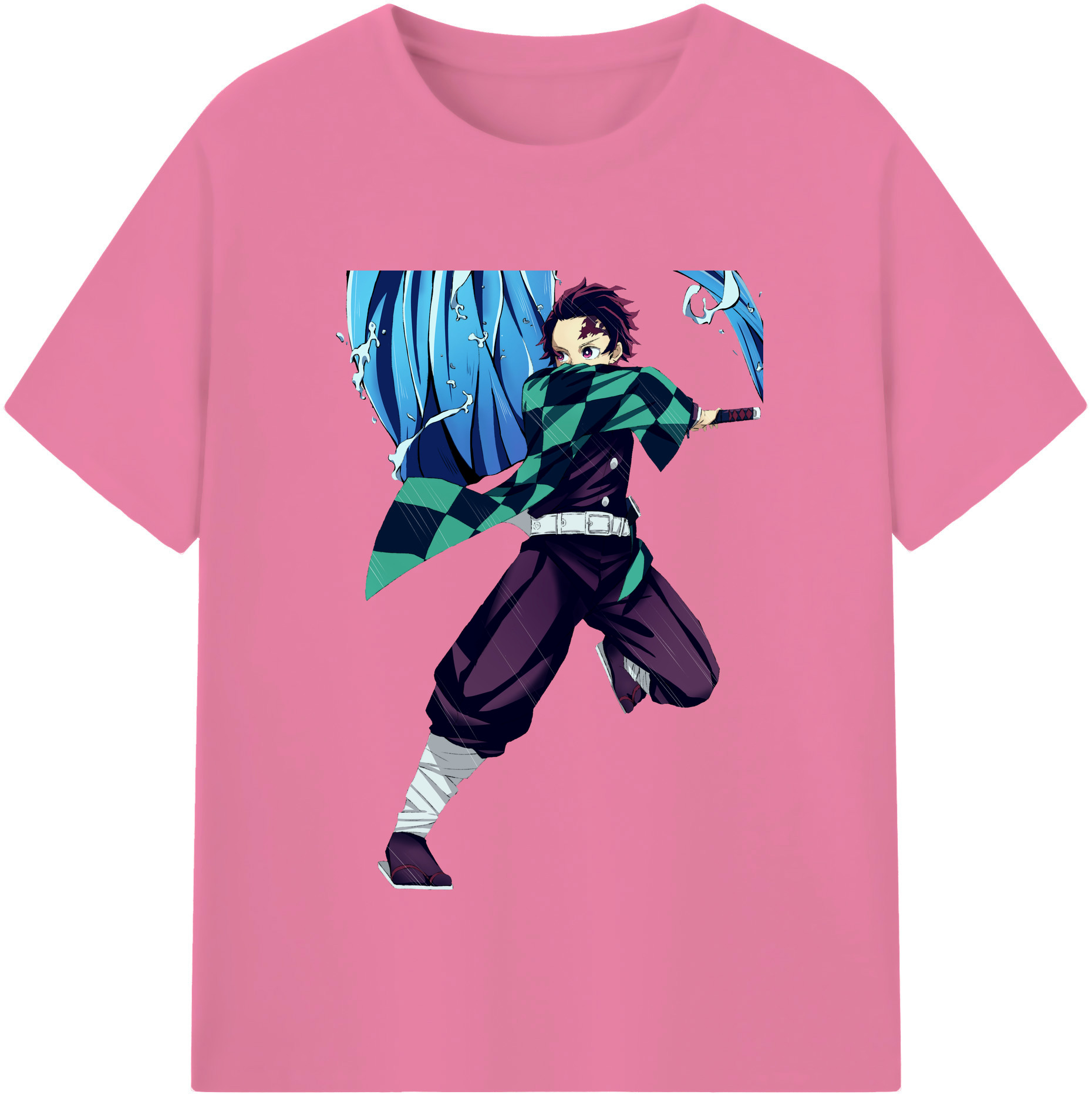 （画像用） 鬼滅の刃 竈門 炭治郎／かまど たんじろう Kamado Tanjirou 綿100％半袖Tシャツ（フロントプリント）